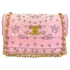 Chanel 1994 Vintage Baby Pink Bandana Maxi Jumbo Flap Bag Paisley Print 68876