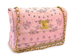 Chanel 1994 Vintage Baby Pink Bandana Maxi Jumbo Flap Bag Paisley Print 68876