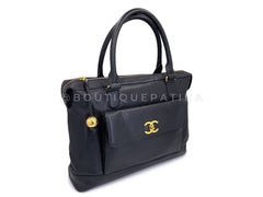 Chanel 1995 Vintage Giant Black Caviar Soft Briefcase Bag 24k GHW 68977