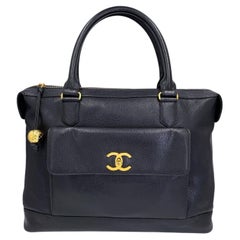 Chanel 1995 Vintage Giant Black Caviar Soft Briefcase Bag 24k GHW 68977