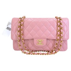 New Chanel Vintage Pink Sakura Caviar Medium Classic Flap Bag 24k GHW 69055