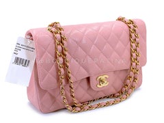 New Chanel Vintage Pink Sakura Caviar Medium Classic Flap Bag 24k GHW 69055