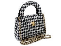 Chanel 24A Black White Houndstooth Small Kelly 2-Way Flap Bag 69095