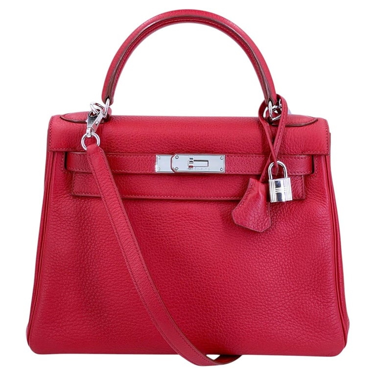 Hermès Hermes Red Rouge Garance 28cm Kelly Bag Clemence PHW 69126
