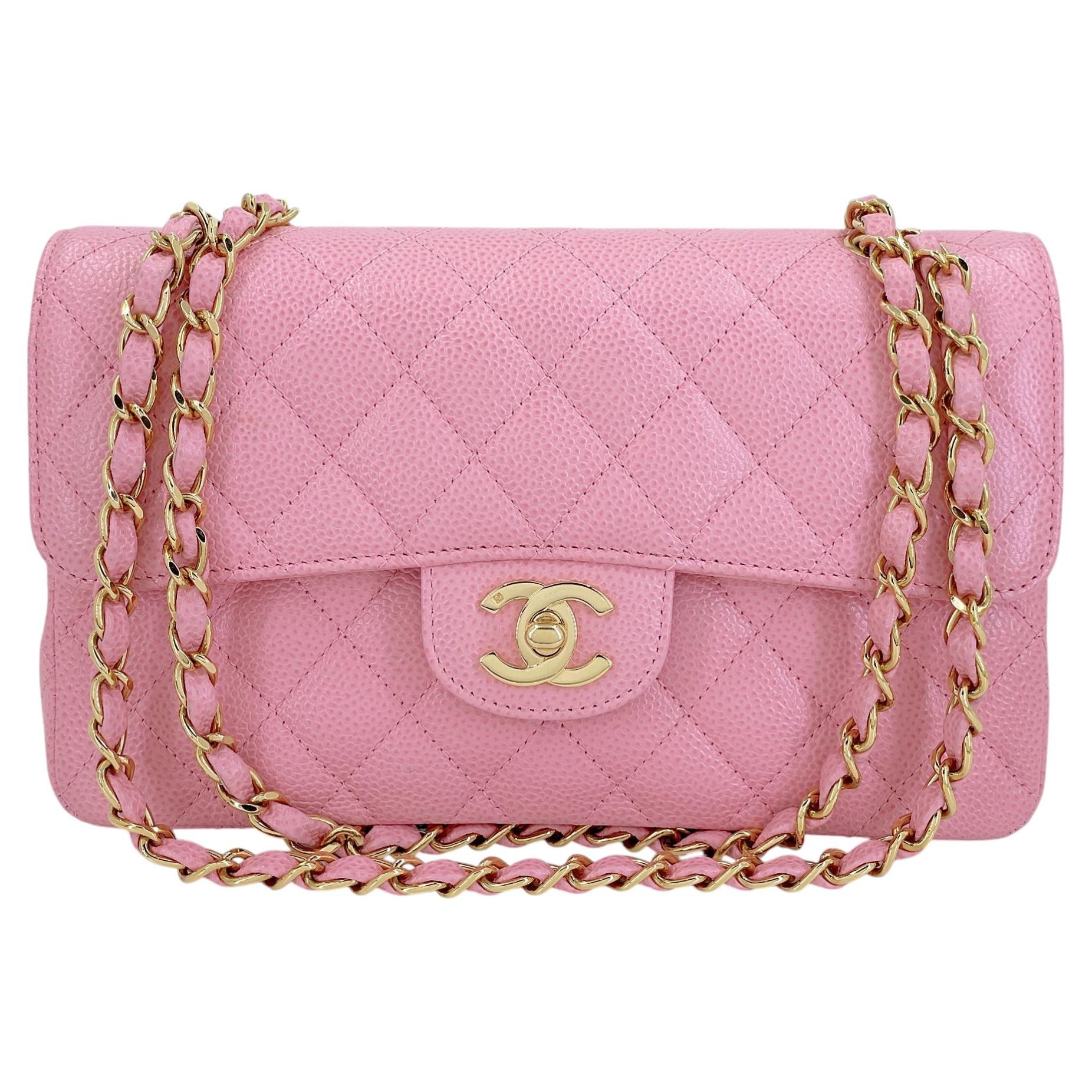 Chanel 2006 Vintage Sakura Pink Small Classic Double Flap Bag 24k GHW 69165