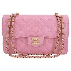 Chanel 2006 Vintage Sakura Pink Small Classic Double Flap Bag 24k GHW 69165
