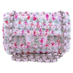 Chanel Rainbow Pink Boucle Tweed Rectangular Mini Flap Bag SHW 69204