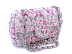 Chanel Rainbow Pink Boucle Tweed Rectangular Mini Flap Bag SHW 69204