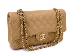 Chanel 2003 Vintage Beige Caviar Medium Classic Double Flap Bag 24k GHW 69255