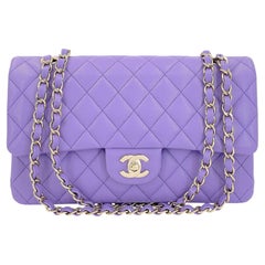 Chanel 2020 Lavender Violet Medium Caviar Classic Double Flap Bag GHW 69276