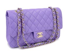 Chanel 2020 Lavender Violet Medium Caviar Classic Double Flap Bag GHW 69276