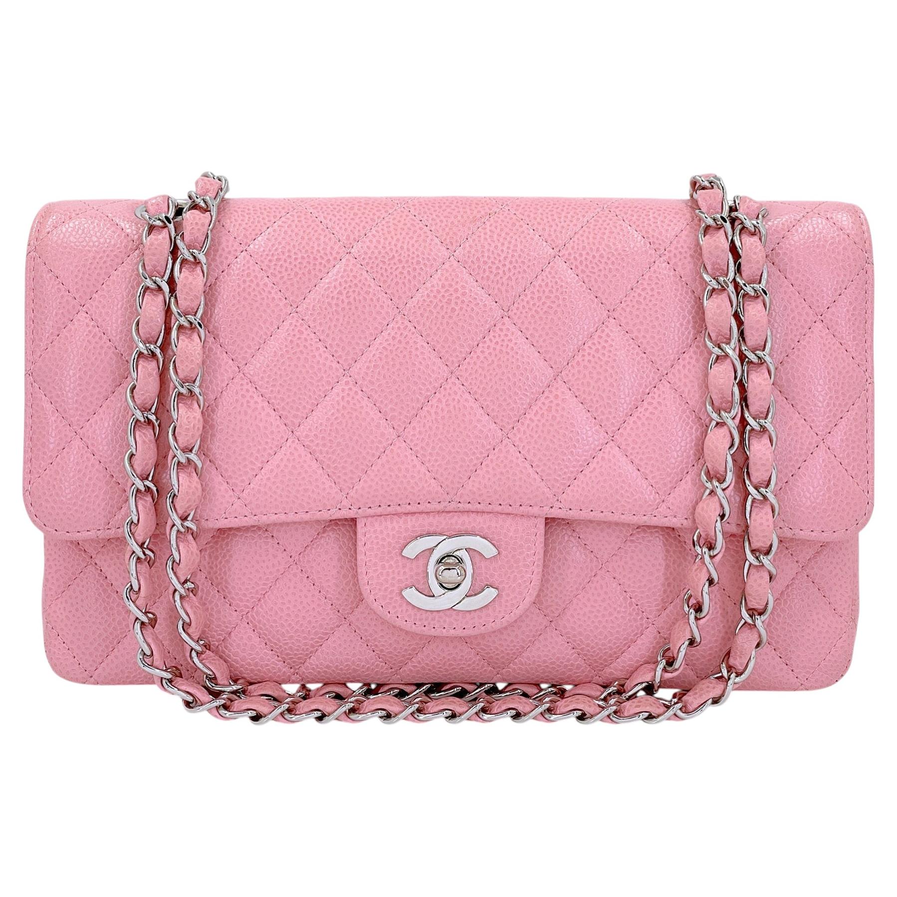 Chanel 2004 Sakura Pink Caviar Medium Classic Double Flap Bag SHW 69284