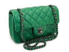 Chanel 16C Green Caviar Mini Rectangular Flap Bag RHW 69298