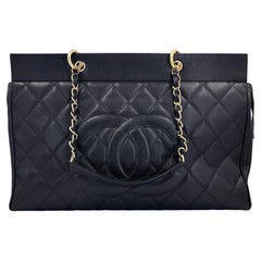 Chanel 2003 Vintage Black Caviar Supermodel Weekender XXL Travel Tote Bag 69318