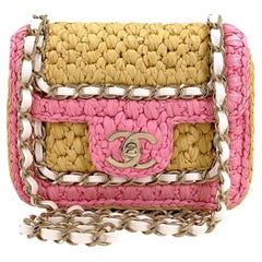 Chanel 24C Venice Beach Raffia Straw Pink Mini Flap Bag GHW 69326