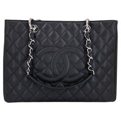 Chanel 2014 Black Caviar Grand Shopper Tote GST Bag SHW 69347