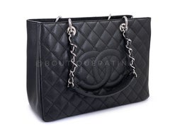 Chanel 2014 Black Caviar Grand Shopper Tote GST Bag SHW 69347