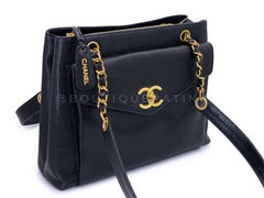 Chanel Vintage Black Caviar Medium Envelope Flap Shopper Tote Bag 24k GHW 69375