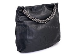 Chanel 2007 Vintage Black Chunky Soft and Chain Hobo Tote Bag RHW 69386