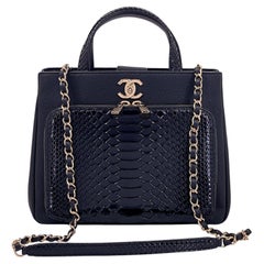 Pristine Chanel 2018 Black Python Business Affinity Two Way Tote Bag GHW 69387