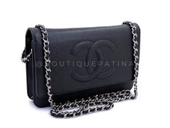 Chanel Black Caviar Timeless Wallet on Chain WOC Flap Bag SHW 69433