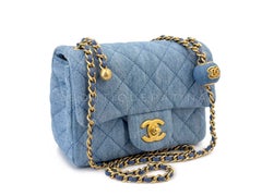 Chanel 22C Blue Denim Pearl Crush Square Mini Flap Bag GHW 69464