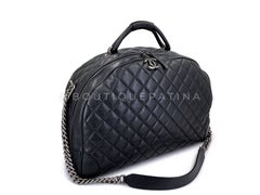 Chanel Airlines Grained Calfskin Oversized Bowler Duffle Bag RHW 69143