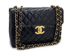 Chanel 1996 Vintage Black Jumbo Classic Flap Bag 24k GHW Lambskin 67974