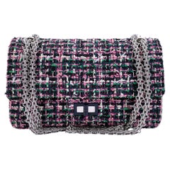 Chanel Pink Green Tweed 225 2.55 Reissue Flap Bag SHW 68554