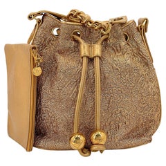 Chanel 1993 Vintage Gold Silk Brocade Bucket Drawstring Bag 24k GHW 68439