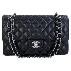 Chanel 2006 Vintage Black Lambskin Medium Classic Double Flap Bag SHW 64723