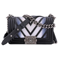 Rare Chanel Black 2016 Airlines Chevron Lizard Boy Classic Flap Bag 67244