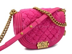 Chanel 23FW Fuchsia Pink Shearling Round Boy Flap Bag GHW 67885