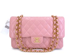 New Chanel Vintage Pink Sakura Caviar Medium Classic Flap Bag 24k GHW 69055