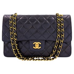 Chanel 1994 Vintage Black Medium Classic Double Flap Bag 24k GHW Lambskin 65458
