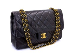 Chanel 1994 Vintage Black Medium Classic Double Flap Bag 24k GHW Lambskin 65458