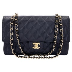 Chanel 2005 Vintage Black Caviar Medium Classic Double Flap Bag 24k GHW 67909