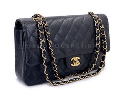Chanel 2005 Vintage Black Caviar Medium Classic Double Flap Bag 24k GHW 67909