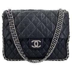 Chanel Black Luxe Chain Around Maxi Flap Bag SHW 68767