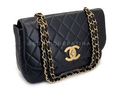 Rare Chanel Vintage Black Caviar Curved Jumbo CC Classic Flap Bag GHW 68953