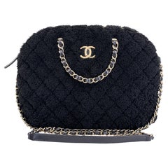 Chanel Coco Shopping with Chain Large Black Shearling Handle Bag 24k GHW 69256