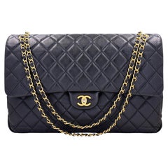 Chanel Black Airlines Maxi XL Textured Calfskin Travel Flap Bag GHW 69457