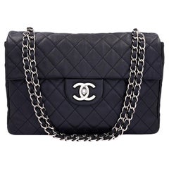 Chanel 2009 Vintage Black Caviar Soft Maxi Classic Flap Bag SHW 69472
