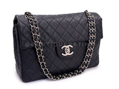 Chanel 2009 Vintage Black Caviar Soft Maxi Classic Flap Bag SHW 69472