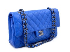 Borsa Chanel 16C Blue Roi Cobalt Caviar, modello Classic a doppia patta, misura media, RHW 69307