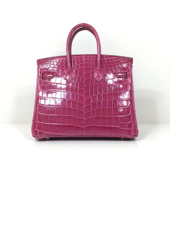 Rare Hermes Birkin 25 crocodile fushia phw at 1stDibs pink crocodile birkin hermes birkin crocodile pink hermes kelly crocodile pink