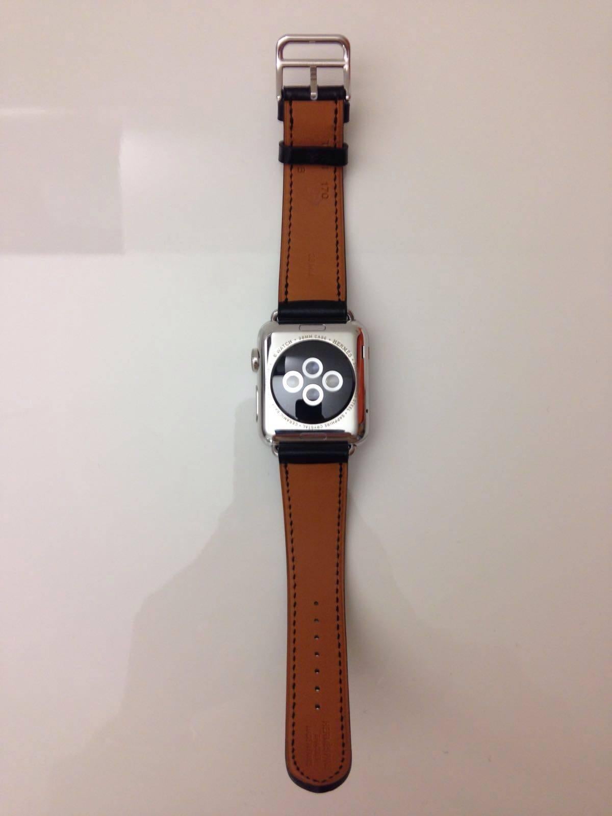 Apple&Hermes watch Single Tour, 38mm Stainless Steel Case with NOIR Leather Band In New Condition For Sale In London, GB