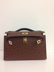 Hermes Kelly Pochette etrusque Ostrich GHW
