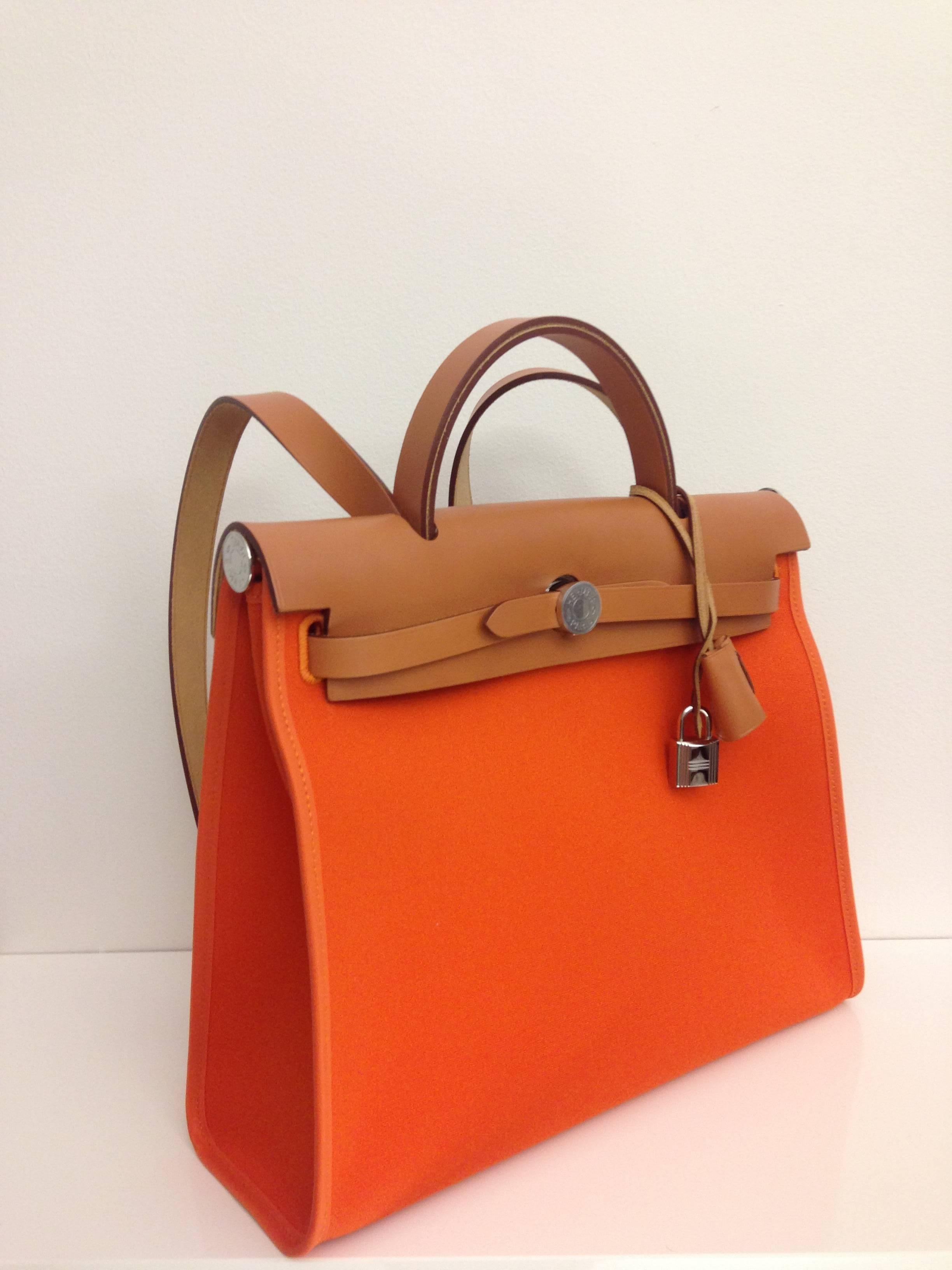 Hermes Herbag

HERMES ZIP HERBAG Orange CROSSBODY CANVAS & LEATHER

This bag comes with a Key and Lock