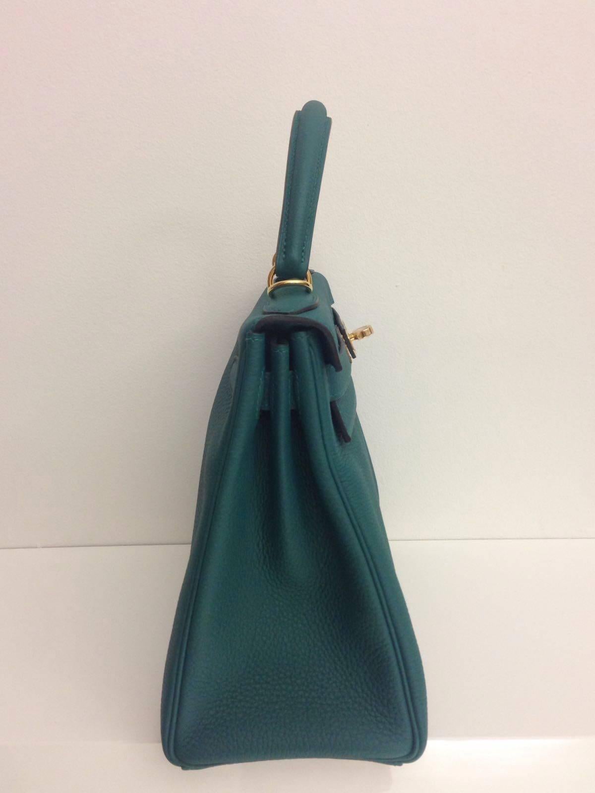 Brand New Hermes Kelly 28 Green Malachite Togo GHW In New Condition In London, GB